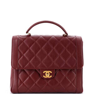 Chanel Jumbo Vintage Two-Tone Kelly Top Handle Bag Quilted Caviar